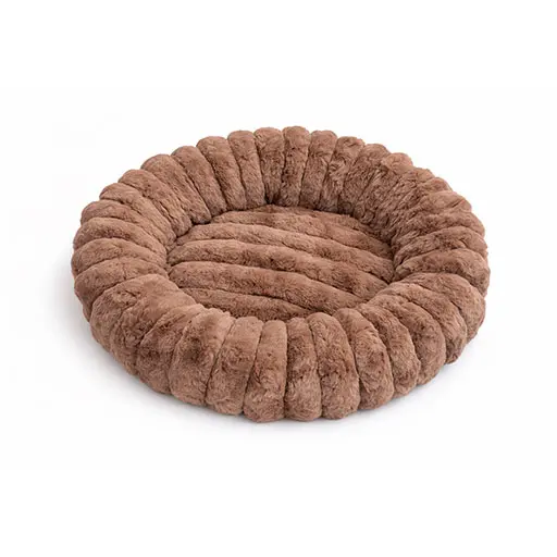 Ultra-Soft Calming Plush Pet Bed – Round Donut Design || Brown