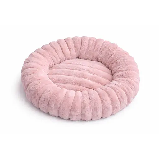 Ultra-Soft Calming Plush Pet Bed – Round Donut Design || Pink