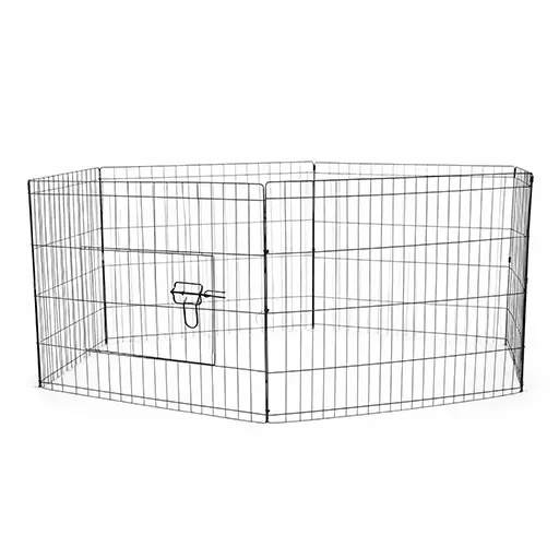Metal Pet Playpan Fence – 6 Panels (61 × 61 cm) with Door – Black