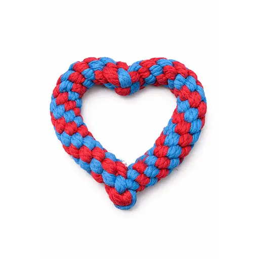 Heart-Shaped Rope Dog Toy – Durable Braided Cotton Chew Toy
