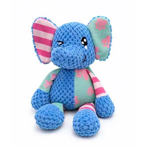 Blue Elephant Plush Dog Toy – Soft & Textured
