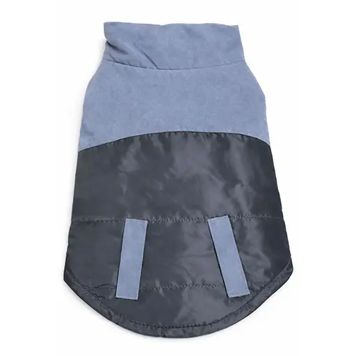 Two-Tone Winter Dog Jacket – Blue & Charcoal