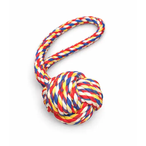 Durable Cotton Rope Ball with Handle –  Tug & Chew Dog Toy