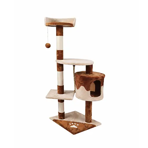 Cat Tree with Scratching Posts & Hideaway – 111.5cm