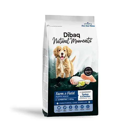 Dibaq Natural Moments 5 Star Menu Dog Puppy Maxi Farm & Field – Turkey & Chicken
