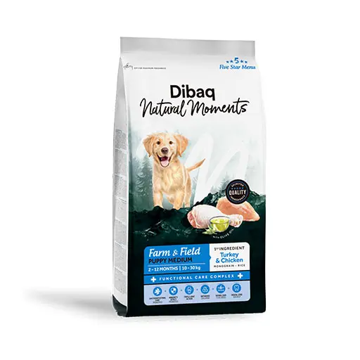Dibaq Natural Moments 5 Star Menu Dog Puppy Medium Farm & Field – Turkey & Chicken